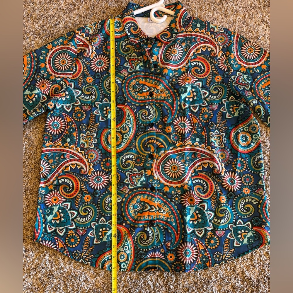 123. Amazon Women’s Paisley Bohemian LS Shirt Button-down Tunic, Size XXL - Picture 5 of 9